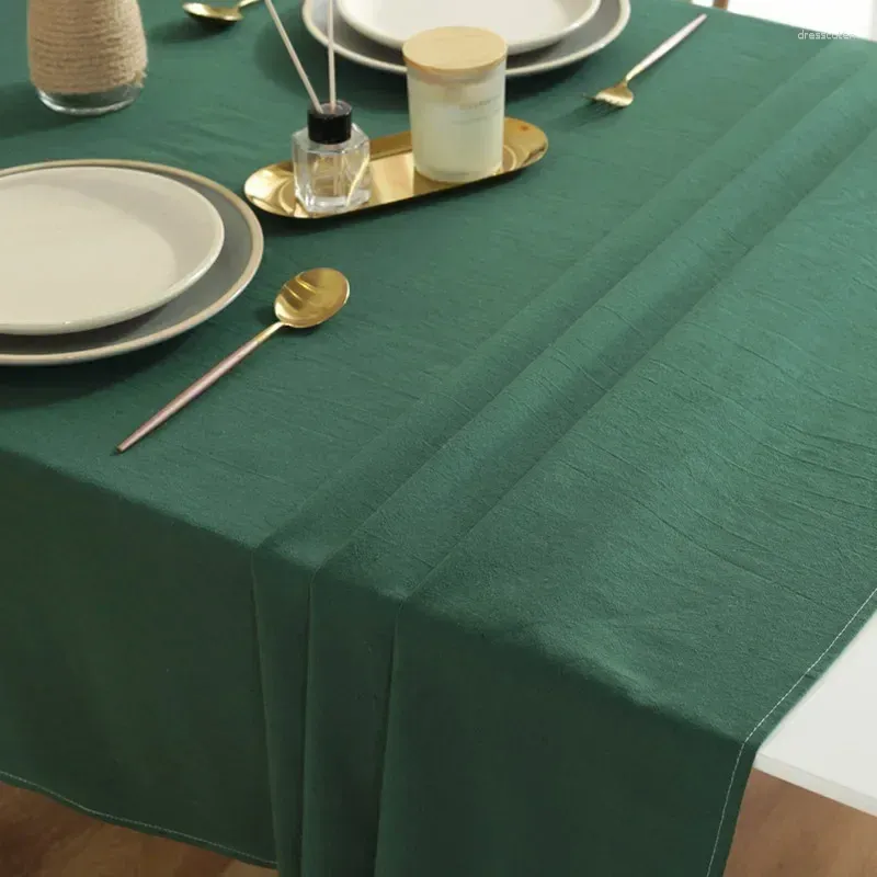 Table Cloth 135 180CM Cotton Solid Color Tablecloth Simple Rectangle Wrinkle Fabric Dining Cover For Party Camping
