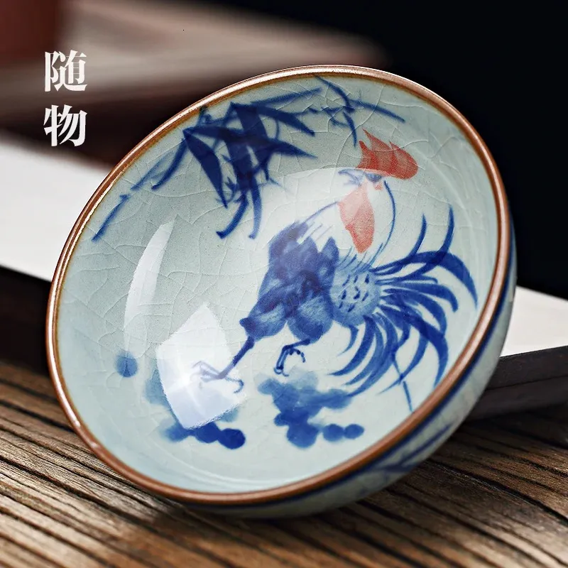 Antigo mestre de cerâmica único azul e branco porcelana jingdezhen kung fu produto copo pessoal chá especial 240104