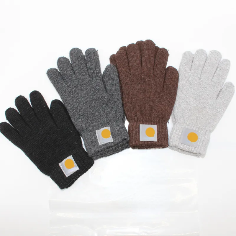 Kvinnor stickar fem fingrar handskar modedesigner förtjockar hålla varm handske vinter utomhus sport ren bomullsgott
