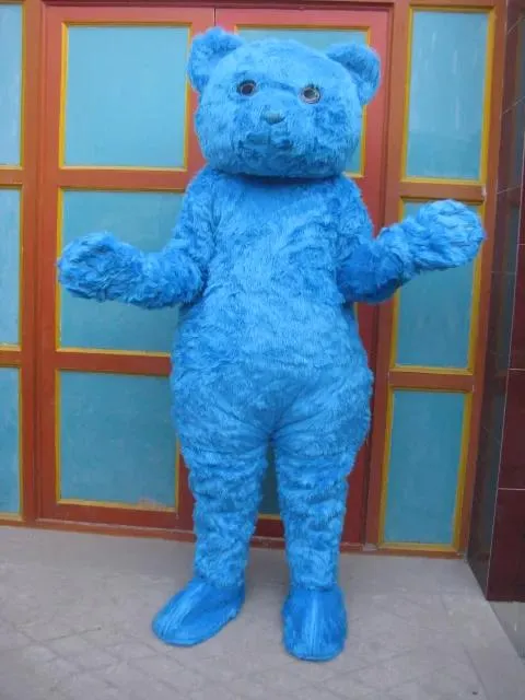 Костюмы высокого качества, синий костюм талисмана плюшевого мишки, необычный карнавальный костюм, бесплатная доставка