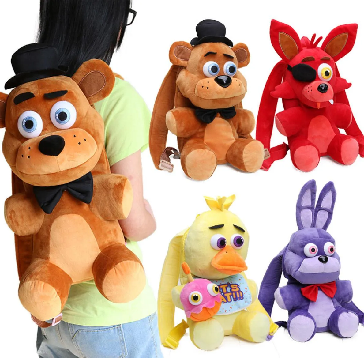 33cm FNAF Freddy Fazbear Foxy Plush Backpack Bonnie Chica Golden Bear Five Nights At Freddy039s Stuffed Cosplay School Bag Pelu9193270