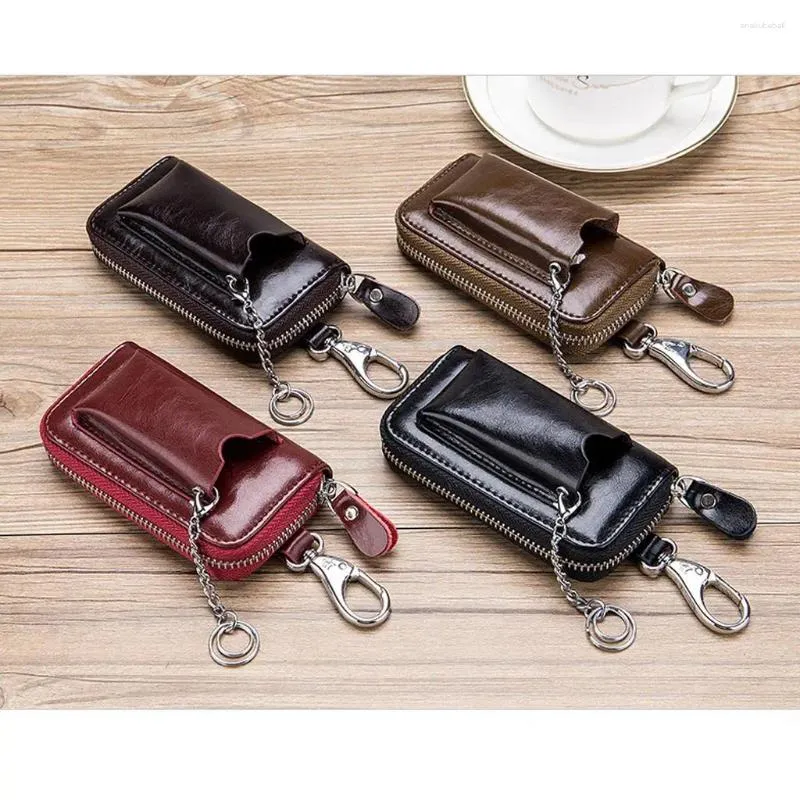 Keychains Mens Fashion Zip runt 6 krok Key Case Car Holder Wallet