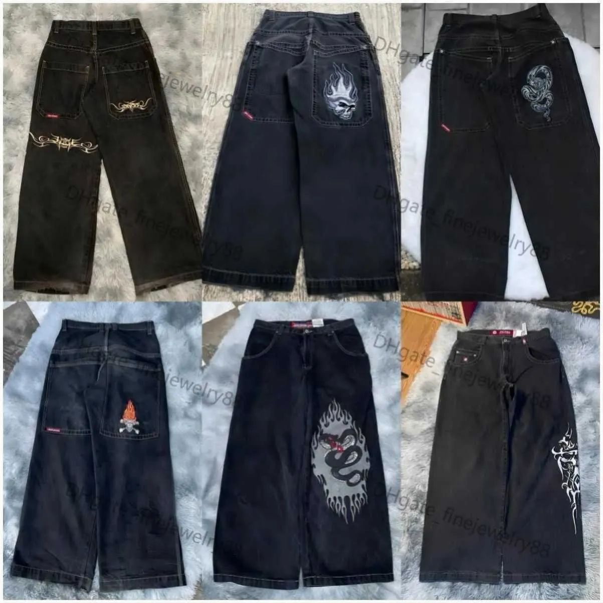 Jeans masculinos homens jnco baggy hip hop rock bordado padrão homens mulheres 2023 moda streetwear retro harajuku cintura alta perna larga ag