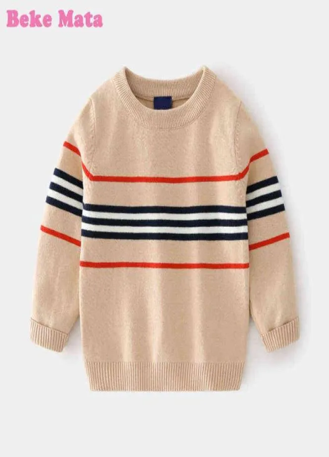 Sweter dla dzieci dla chłopca 2021 Autumn Striped Toddler Boy Ubranie z długim rękawem bawełniany dzianina dziecięce dzieci ubrania chłopcy Y10103193052