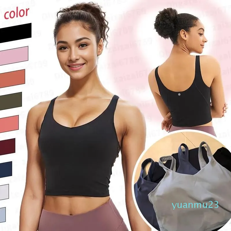 Outfit Lu Home Yoga kläder justera Ribbed Henley Ushaped Track Vest Officiell Highend 1: 1 Hantverk av samma modellkvinna