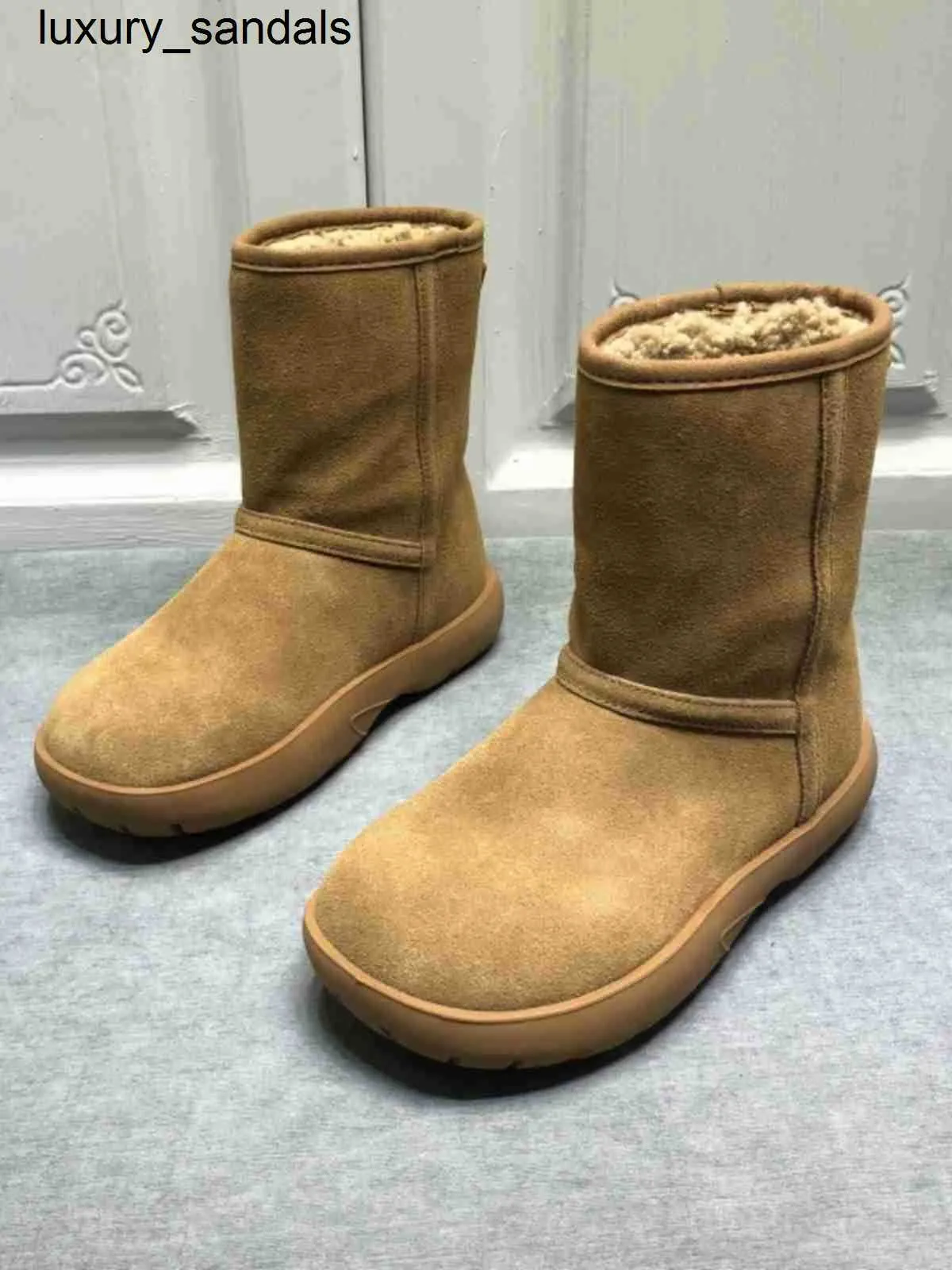 Botteg Venets Snap bottes de neige en cuir véritable poils d'agneau épaissi cuir de vache antidérapant coton ShortQQ