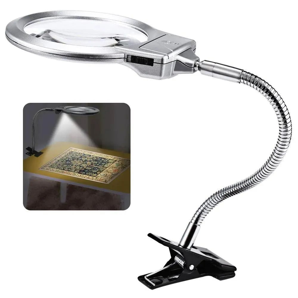 Lighting BRELONG LED lights with magnifying glass for diamond painting, 4X and 6X magnifying glass LED lights with clips and flexible neck