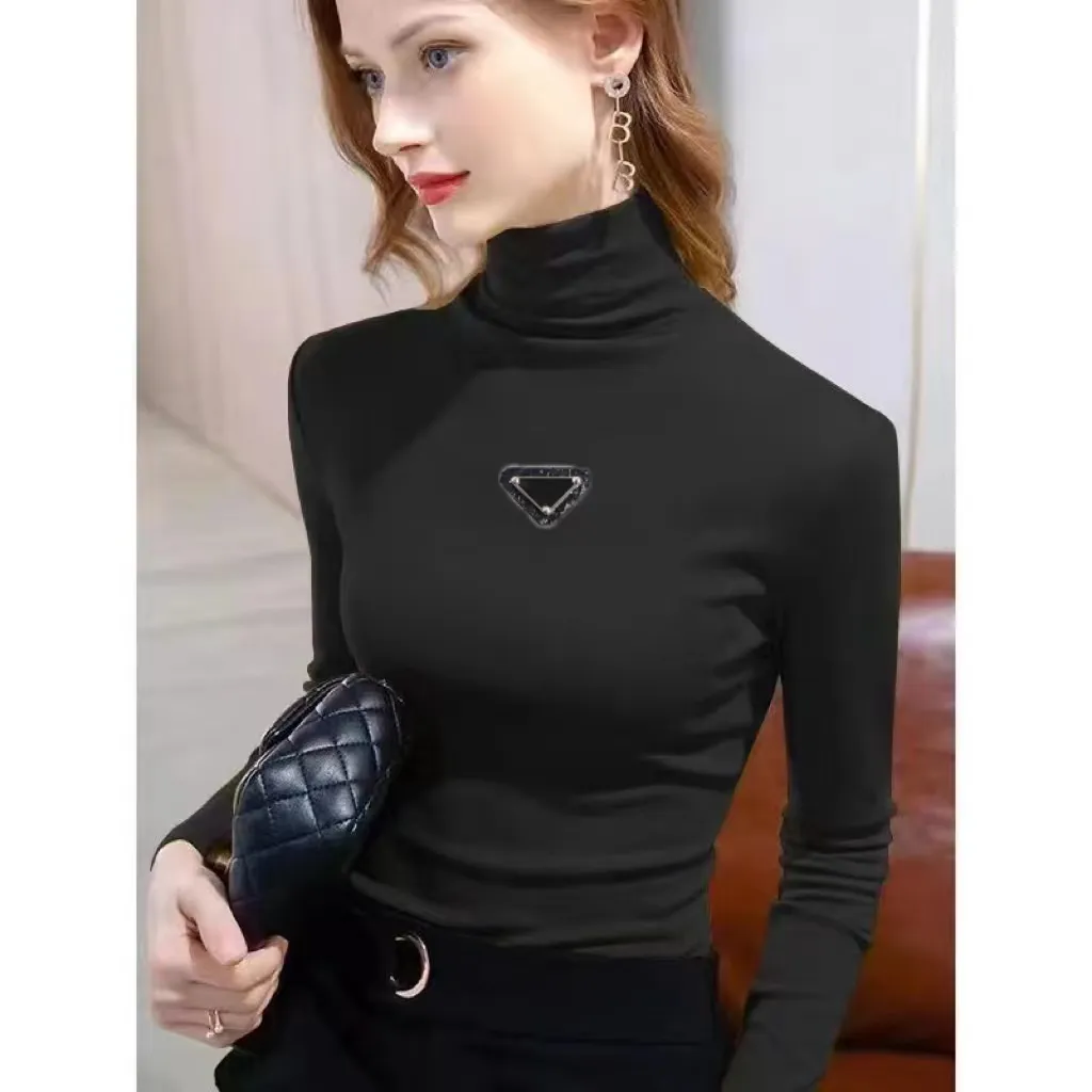 2024 autumn and winter double-sided German velvet long-sleeved T-shirt autumn clothes women's thickened fashionable semi-high-neck outer warm clothes