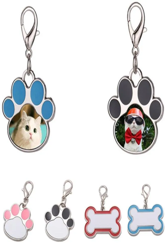 Moda Transter termico Sublimazione Spazi vuoti Portachiavi per cani Gioielli di design fai da te Osso Gatti Artigli Rosa Nero Blu Lega d'argento Lo5284418