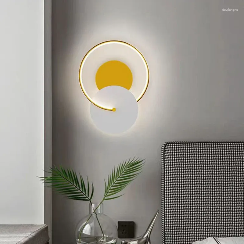 Wall Lamp Modern Circular Aluminum Iron Led Golden White Living Room Bedroom Study Dining Lighting Fixtures Drop