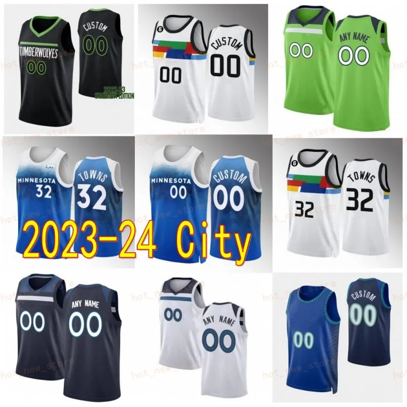 Hombres Mujeres Ciudad Baloncesto Anthony Edwards Jersey 5 Rudy Gobert 27 Karl-Anthony Towns 32 Naz Reid 11 Kyle Anderson 1 Ganado Clásico Personalizado