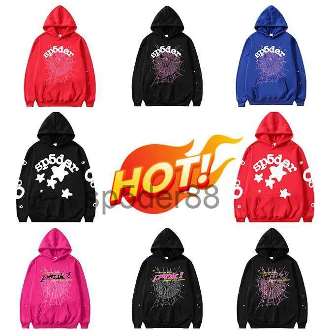 Designer Mans Kanyes Spider Hoodie Trainingspak Spi5er 555 Hoodies Mode Streetwear Gedrukt Hoody Heren en Dames Koppels Trui Trend Rood Zwart 0 EFEW