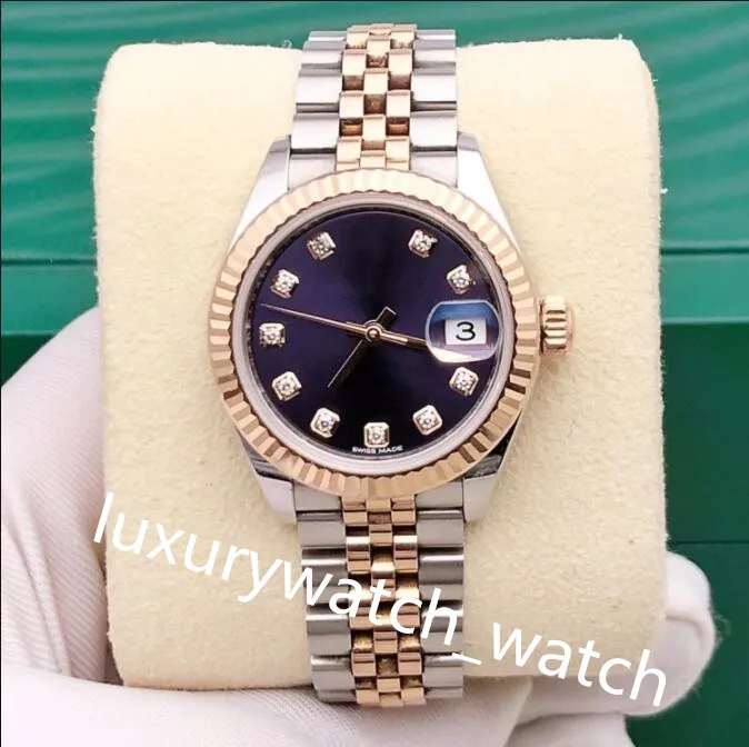 2024 Womens Diamond Watches 273171 279171 28mm Sapphire Glass Green Dial Mechanical Rose Gold Jubilee Steel Bracelet Luxury Watch With Box