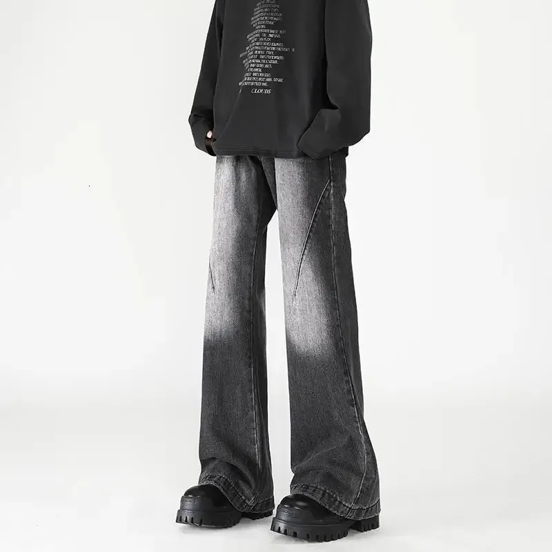 Fashion American Retro Street Men Dżinsy jeansowe zima koreańska koreańska ulica luźna harajuku para swobodne gotyckie dresowe spodnie 240103