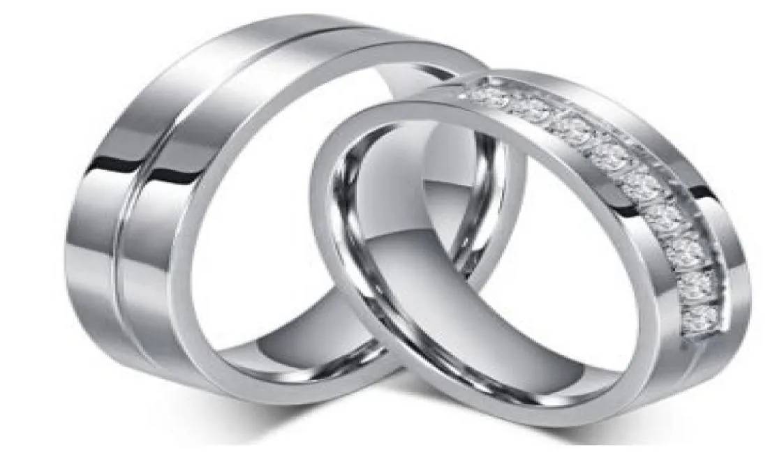 Обручальное кольцо 6 мм из нержавеющей стали 316L Кольцо для парыОбручальные кольца Кольца для женщин Мужчины Любовь Нержавеющая сталь CZ Promise Jewelry7970996