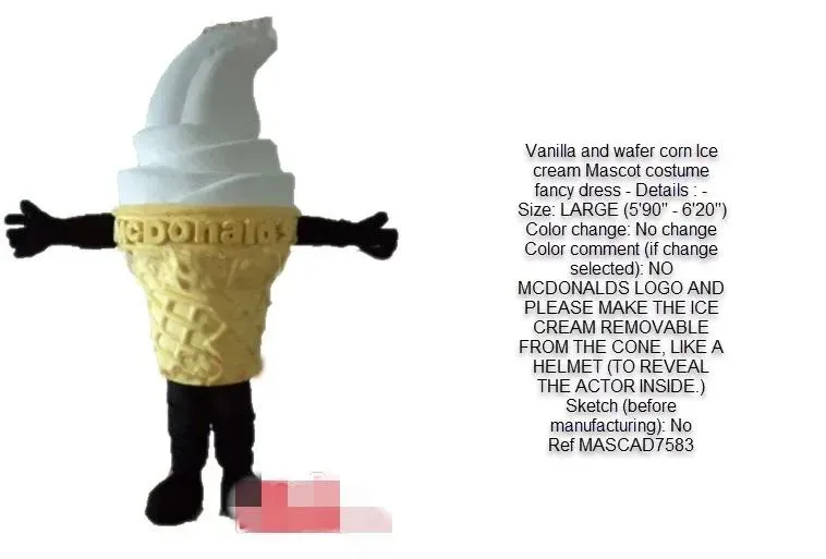 Costumes costume de mascotte de crème glacée personnalisé taille adulte livraison gratuite changement de couleur