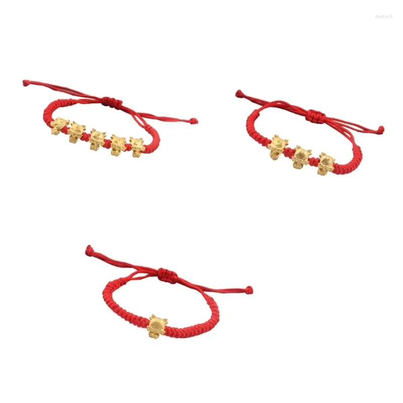 Link Bracelets Dragon Head Braide Bangle Red Rope Bracelet Elegant Drawstring Hand Chain