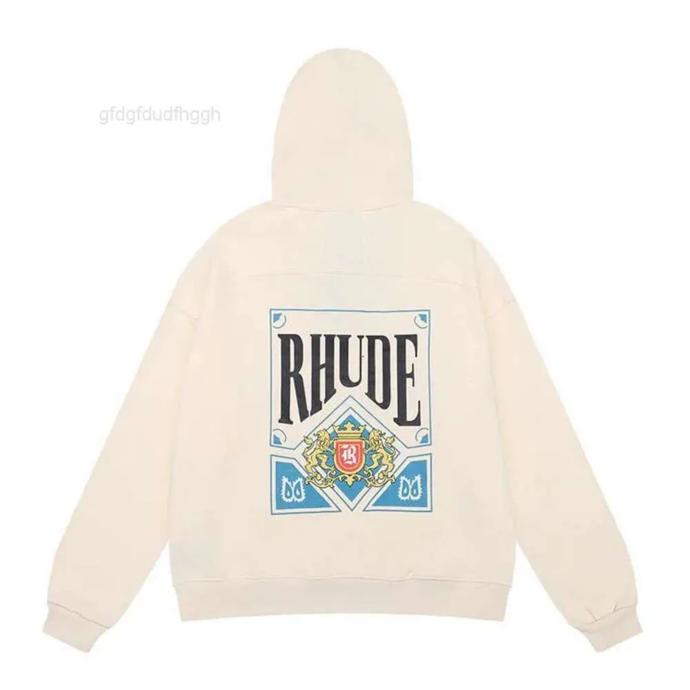 BX0B Sweatshirts Rhude Mens Hoodie the United States High Street Printed Men Womens Black Fashion Long Sleeve Hoody