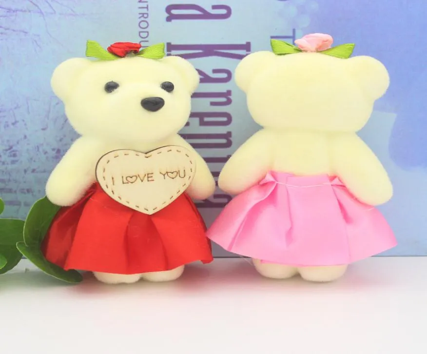 Love Brand Peluche Oso Muñeca Dibujos animados Ramo Bolsa Flor Muñeca Boda Pequeño regalo Pequeño colgante 11 CM 2124 T24140757