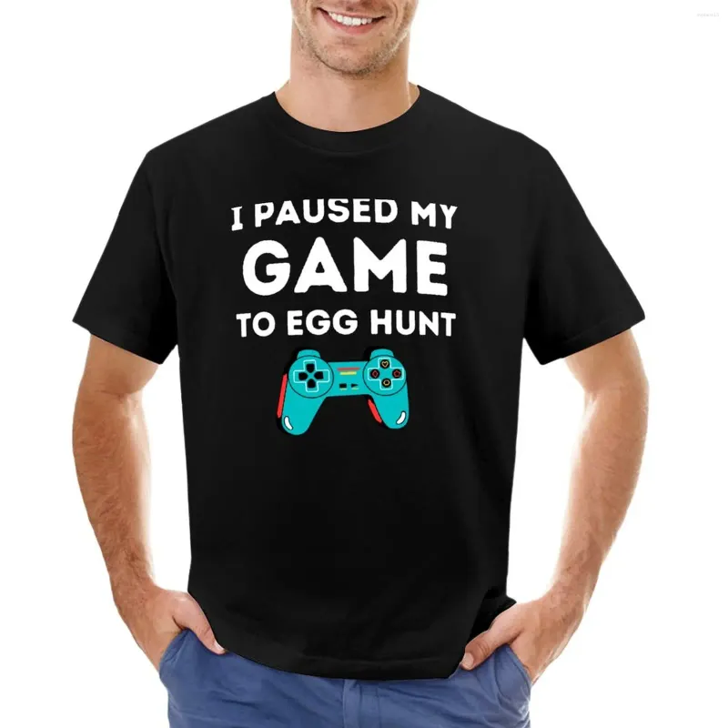 Polos para hombre, juego divertido, pausé mi juego para cazar huevos, camiseta de jugador de Pascua, camisetas grandes y altas para hombre