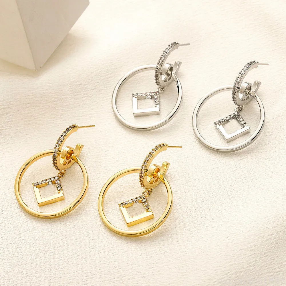 Luxury Hoop Earrings Designer Jewelry Brand Letter Stud Earring Silver Gold Plated Women Jewelry Accessories Loves Gift