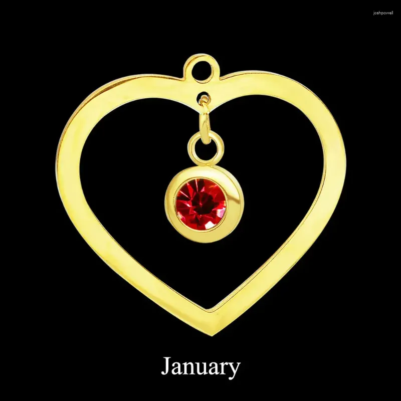 Charms 18k Gold Plated Stainless Steel DIY Heart Birthstone Pendant Charm Wholesale March Febuary Non-Tarnish August High Quality