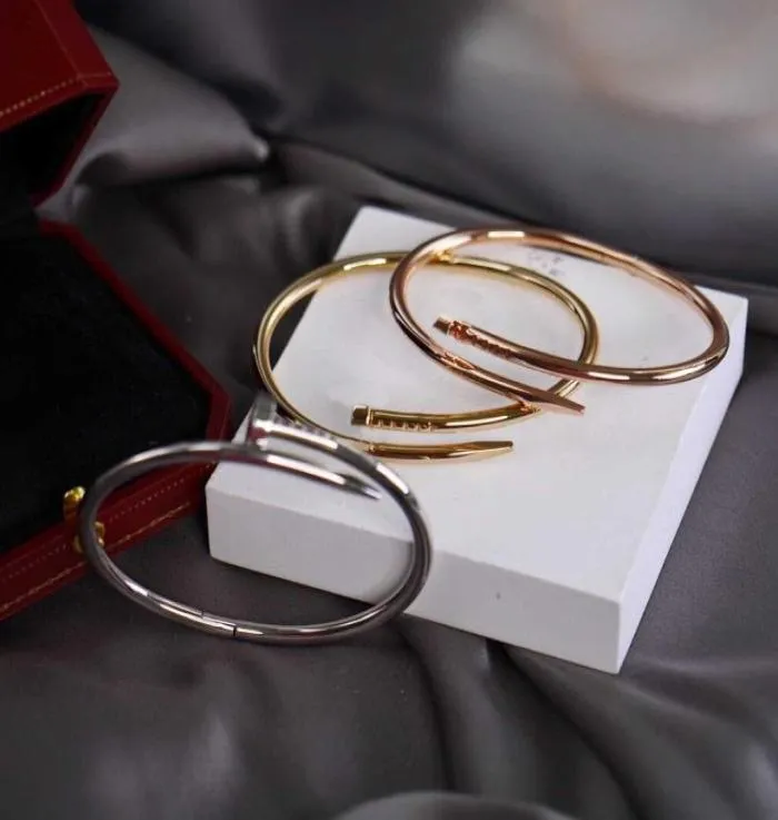 V gold Luxury quality charm bangle bracelet thick nail punk women bracelet in three colors plated for wedding jewelry gift have ve1928681