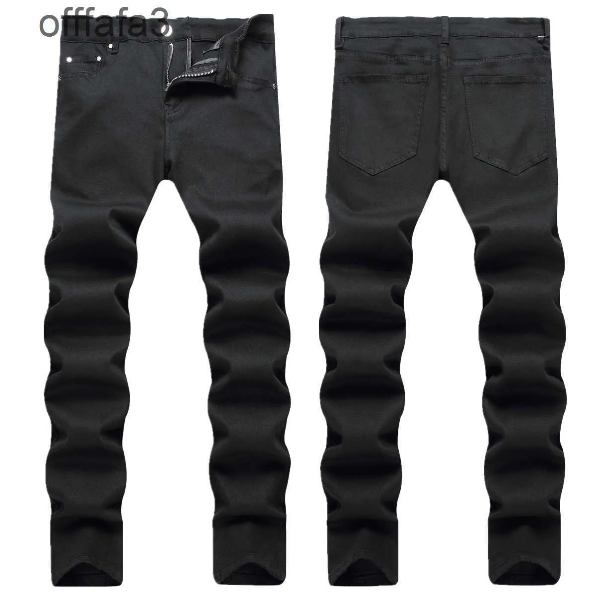 jeans violets pantalon homme 2024 Automne New Street Black Jeans pour hommes Tendance extensible personnalisée Slim Fit Petits pieds Pantalon mi-hauteur pour hommes