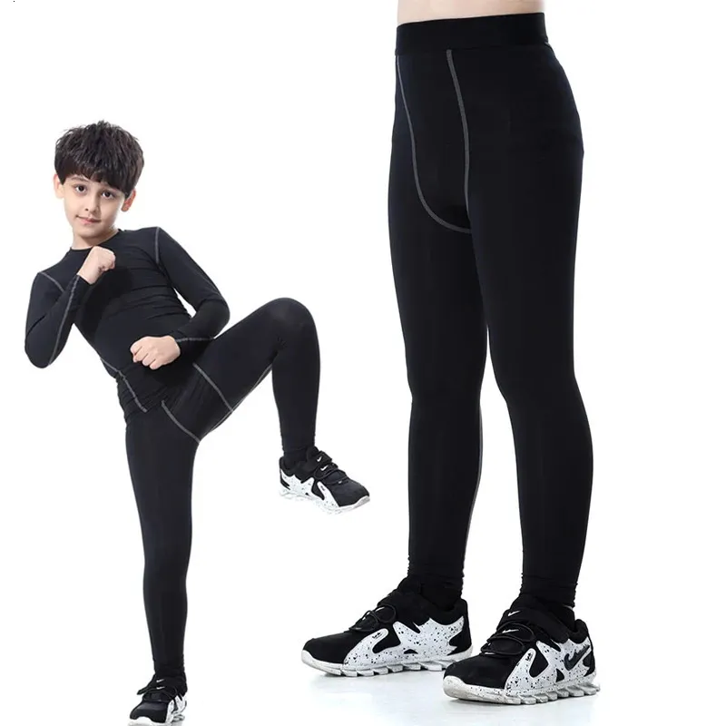 Little Kids Boys Sport Pants Tights Compression Legings Children's Soccer Training Sweatpants Quickdrry Workout Outfit 240103