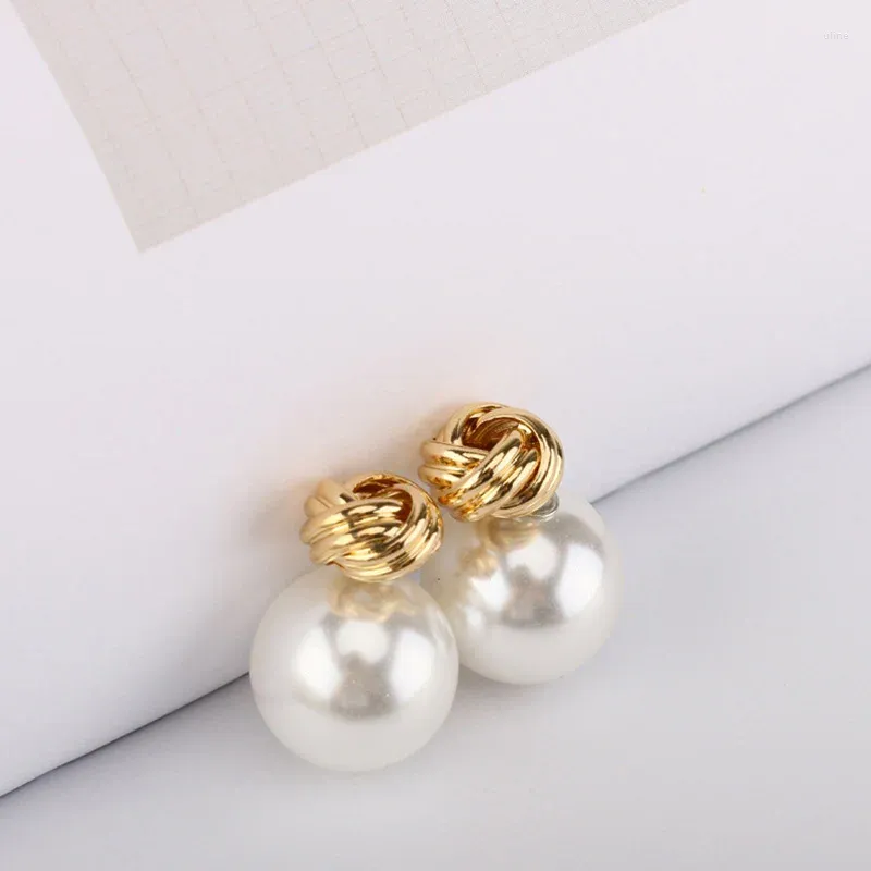 Boucles d'oreilles RE mode paragraphe vente Double face brillant perle grande pour les femmes A1730