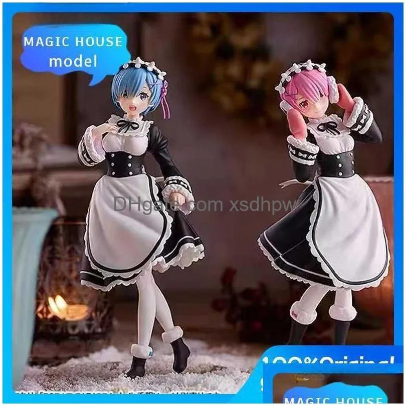 Anime Manga Original GSC Pop Up Parade Re La vie dans un monde différent de zéro Rem Ram 21 cm 1/7 PVC figurine jouets T230606 Drop Dhnam