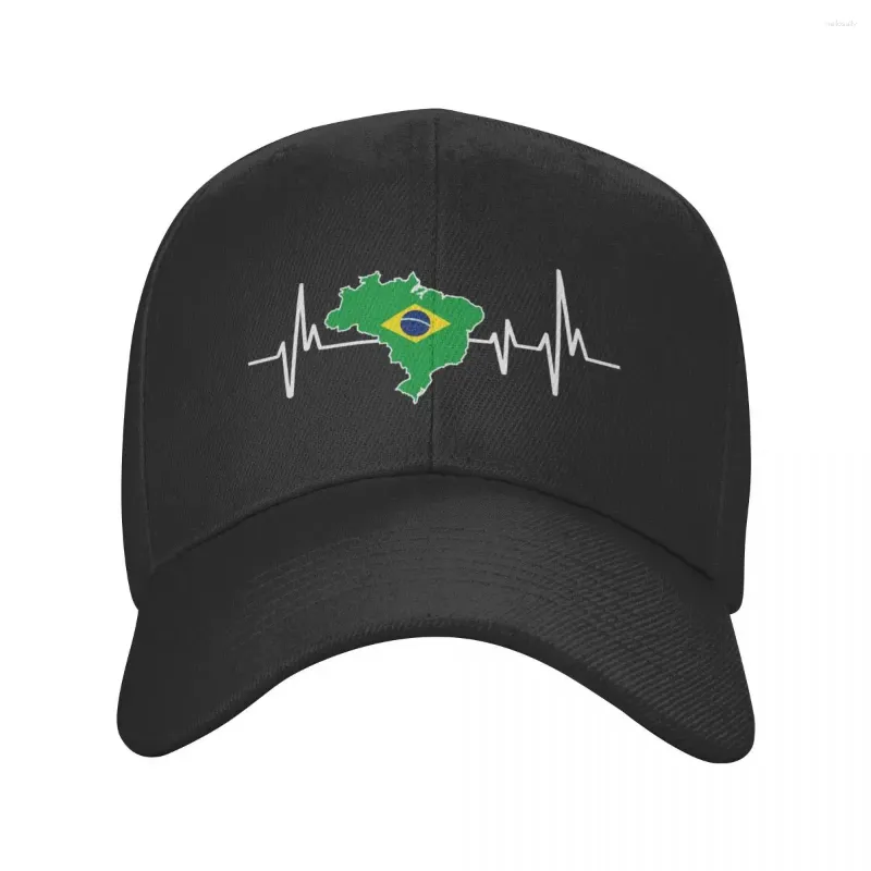 Boll Caps Heartbeat Design Brasiliansk flagga Brasilien Baseball Cap Sun Protection Justerbar stolt pappa höst Snapback