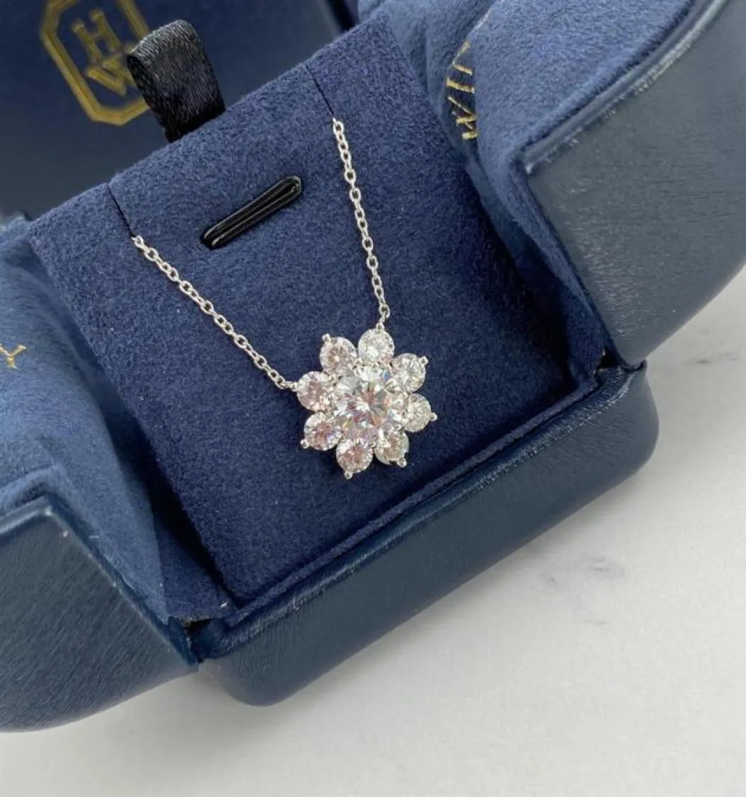 H luxury jewelry necklace Pendants diamond sweater 925 Sterling Silver flower Plated designer thin chain women necklaces fash280Y5379683