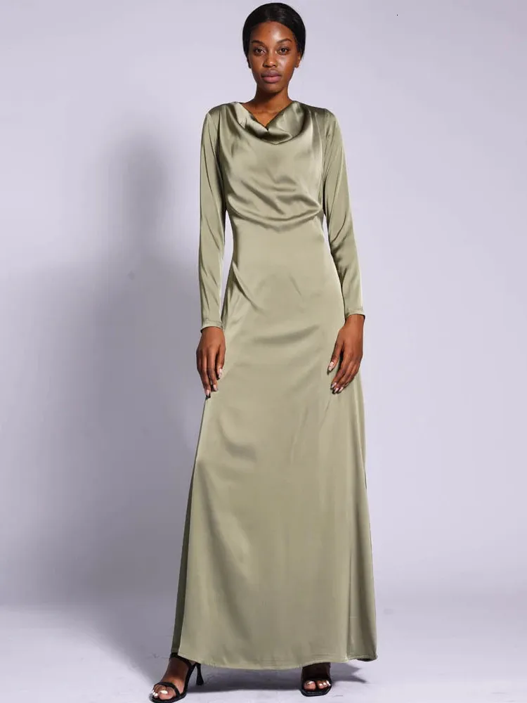 Kıyafet Dantel Yukarı katı bayram Müslüman Elbise Kadın Saten Abaya Parti Zarif Elbiseler Ramazan Abayas Kaftan Kaftan Vestidos Dubai 240103