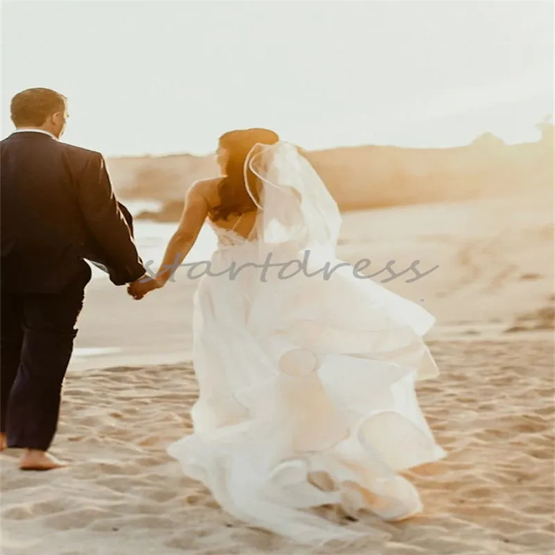 Vestido De Novia De Playa De Fairy Summe 2024 Correas De Espagueti Sexy