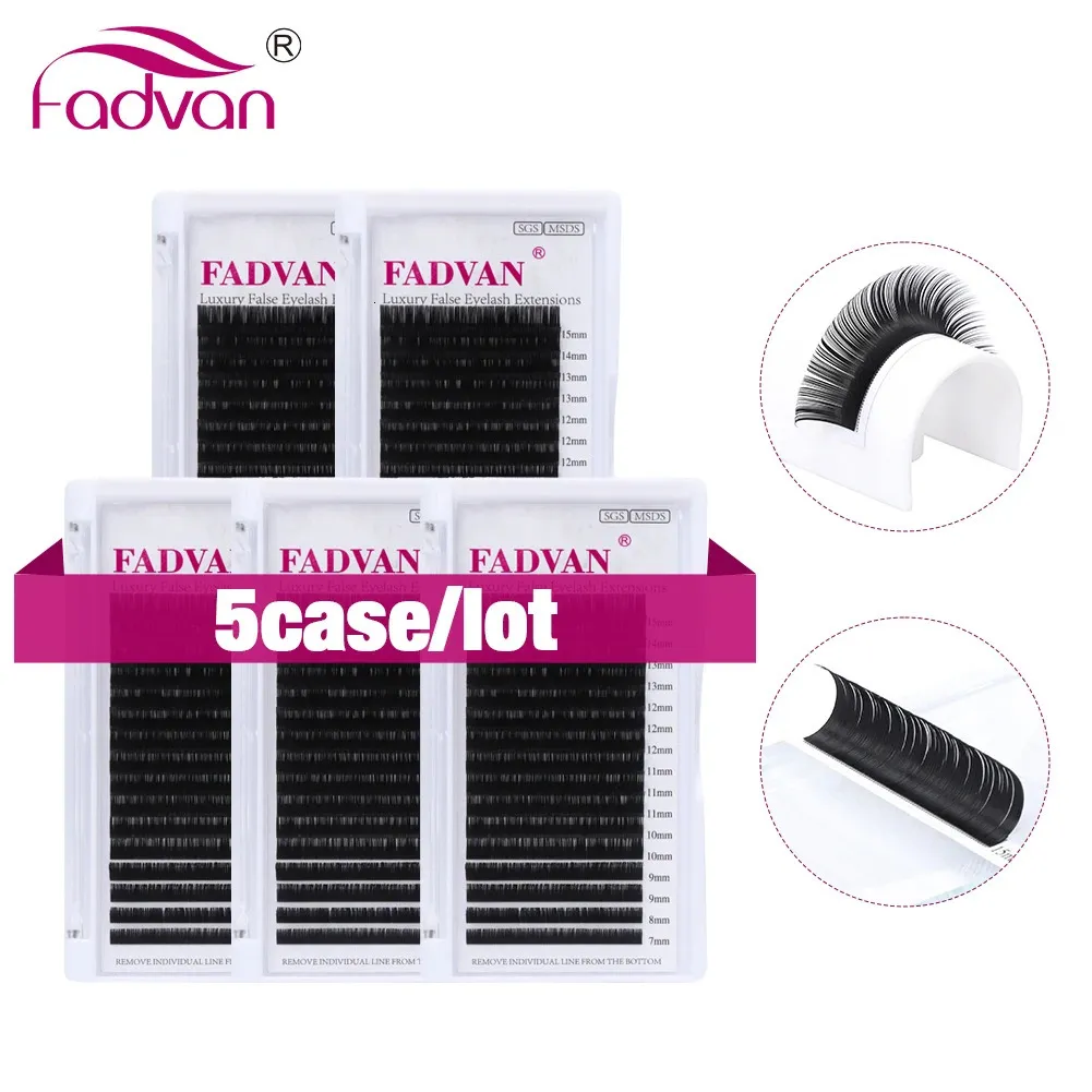 Fadvan Individual Eyelash Extensions Classic Lashes 5 Fall/Lot Natural Cilios Högkvalitativ utgör syntetiska minkögonfransar 240104