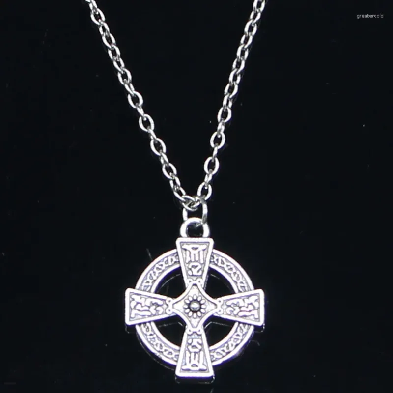 Ketten 20 stücke Mode Halskette 23x20mm Doppelseitige Kreis Kreuz Anhänger Kurze Lange Frauen Männer Colar Geschenk schmuck Choker