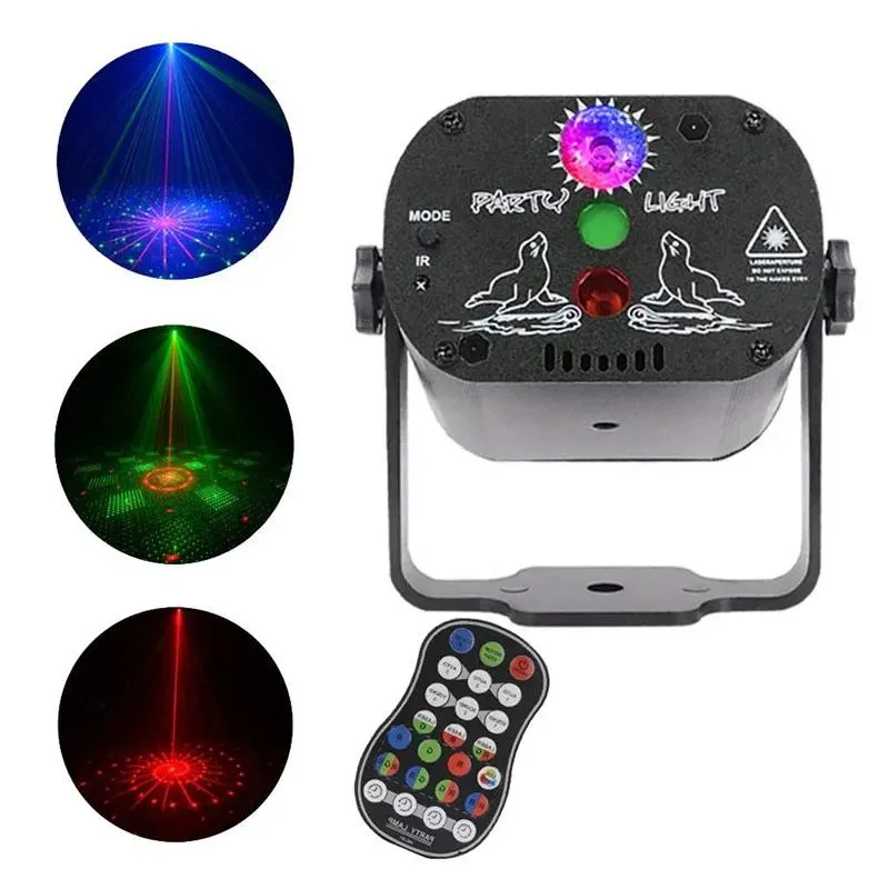 Efekty 60 Wzory LED DJ Lights USB 5V RGB Lampa laserowa Lampa Projekcyjna Remot Control Oświetlenie na imprezę domową KTV DJ Daj taniec