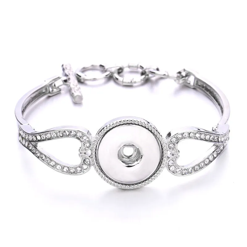 Bracelets à boutons de sublimation pour femmes, bijoux à la mode avec zircon, transfert à chaud, consommables vierges, 2 styles