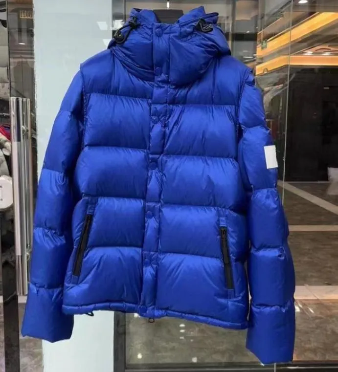 Erkekler Puffer Ceket Tasarımcı Kapşonlu Kış Palto Çıkarılabilir Kol Parkas Yan Zip Pockets2167074