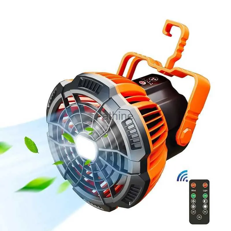 Electric Fans Camping Fan With LED Lantern 25 Hours Portable Battery Operated Fan With Hang Hook Rechargeable Outdoor Tent Fan YQ240104