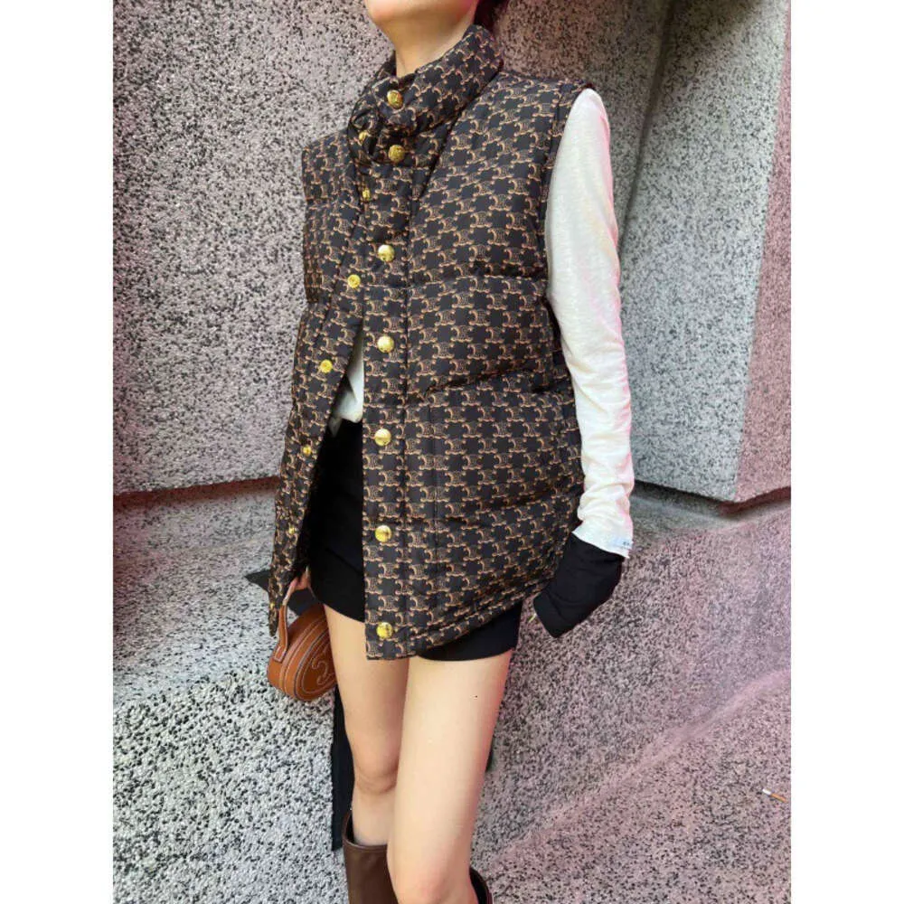 CE23 Autumn/winter New Women's Coat 90% Duck Printed Down Vest Coat Women's Vests Fashion Versatile