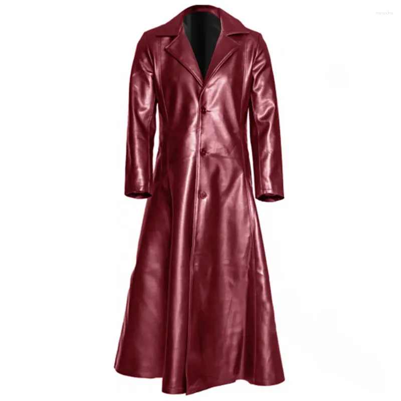 Men's Trench Coats Stylish Comfy Fashion Mens Coat Single Breasted Lapel Appointments Faux Leather Long Sleeve Office Solid