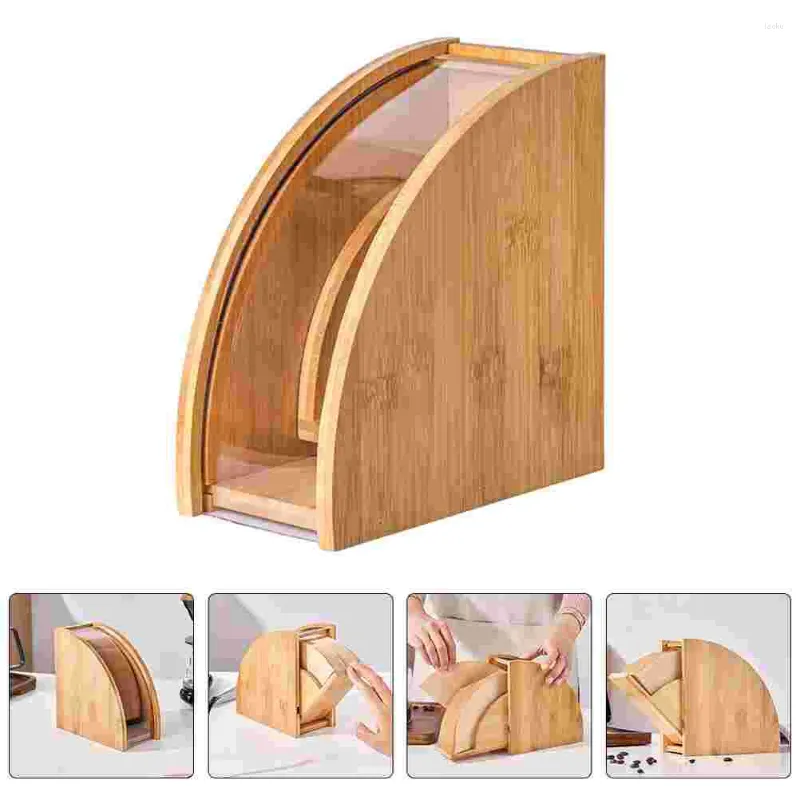 Boîte de rangement de cuisine en papier café, conteneurs de Bar, support de filtre, support en bois, bureau pour filtres