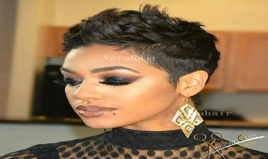 Perruques capless de cheveux humains Pixie Cut shortnone perruque avant en dentelle sans colle pleine perruque faite à la machine pour les afro-américains brésiliens 3839436