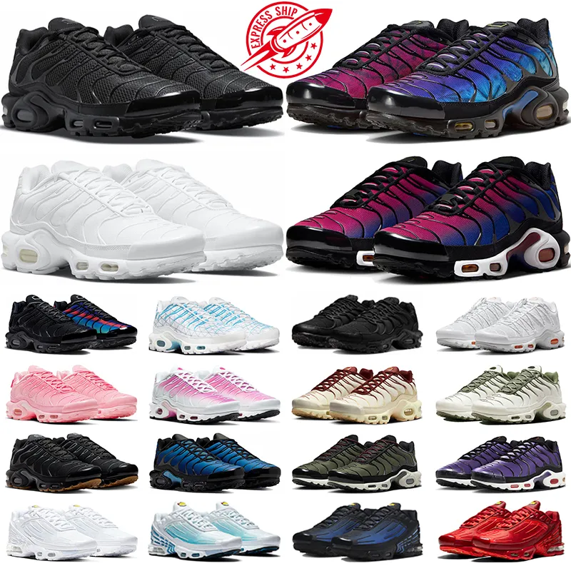 الاحذية 97 الثلاثي أسود أبيض ولدت أمة Nike Air Max TN Plus 3 الل USA ساوث بيتش كودري حزمة رجل إمرأة المدربين الرياضية حذاء رياضة حجم 36-45