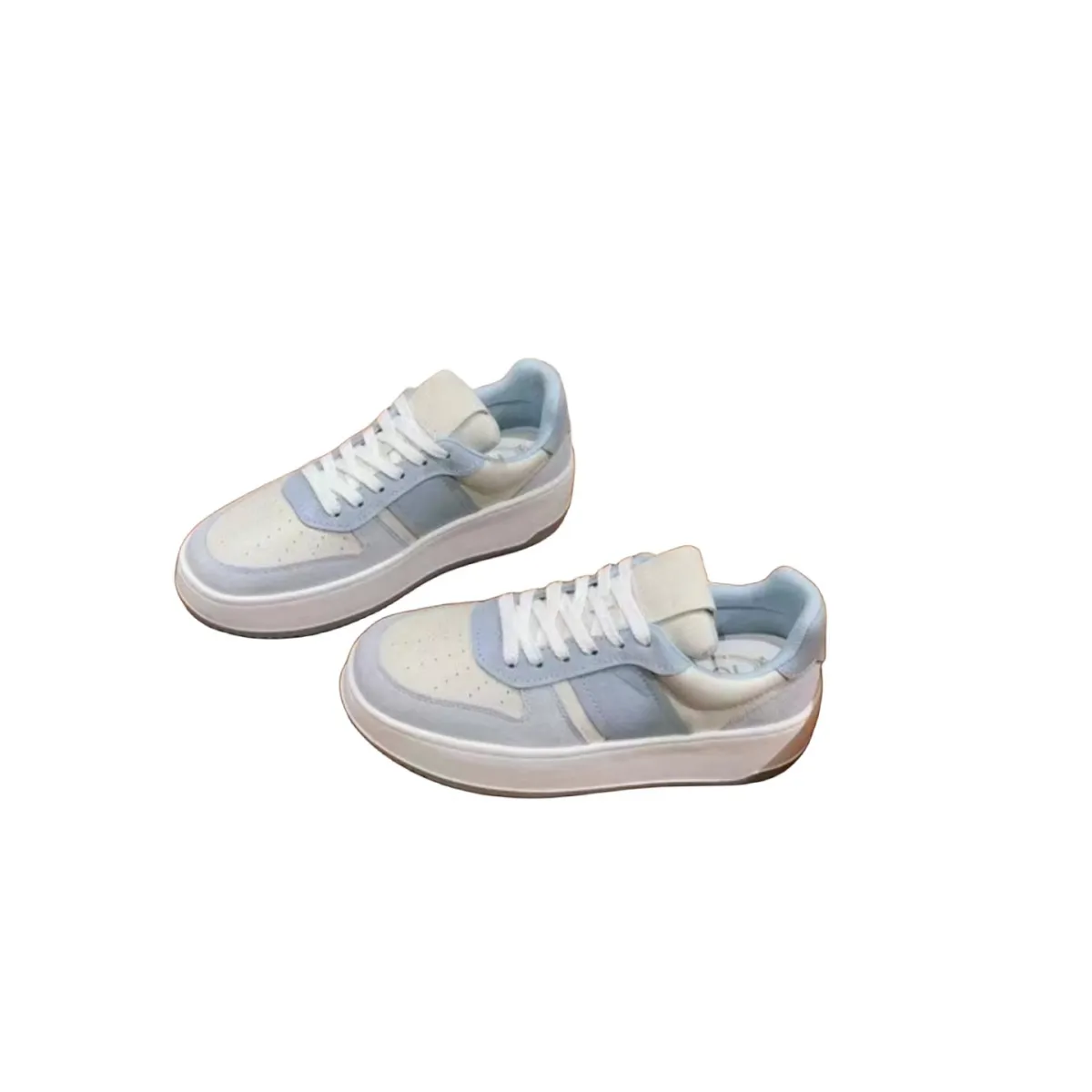 2024 new style potato silk color matching casual sports platform flat biscuit shoes laces small white shoe board woman