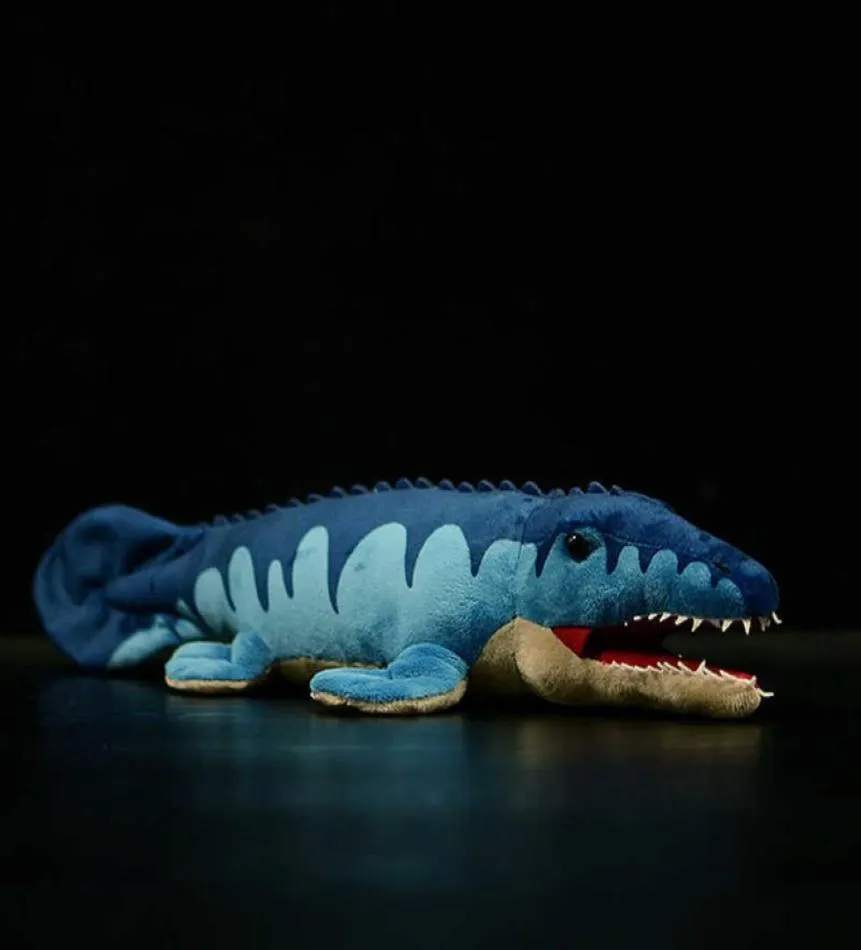45 cm Surper schattige Mosasaurus zacht gevuld knuffelsimulatie blauw dinosauruspopmodel echt zeedier voor kinderen Mxas cadeau H082039453
