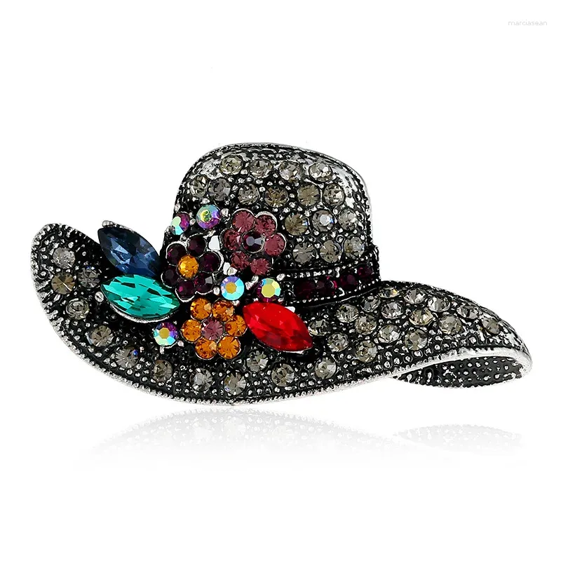 Broches, joyería de moda para mujer, broche para sombrero grande, alfileres de cristal con diamantes de imitación, Pin de flor de aleación Vintage para mujer, accesorios