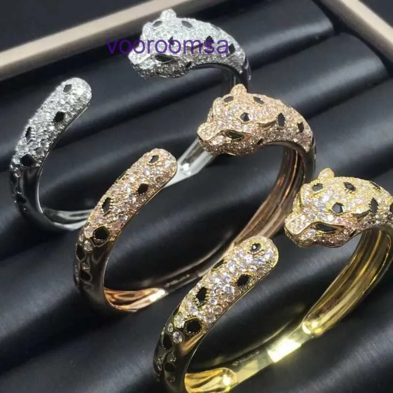 High quality Edition Bracelet Light Luxury Car tires's end Leopard Head Spotted Emerald Open Gold 18K Female With Original Box